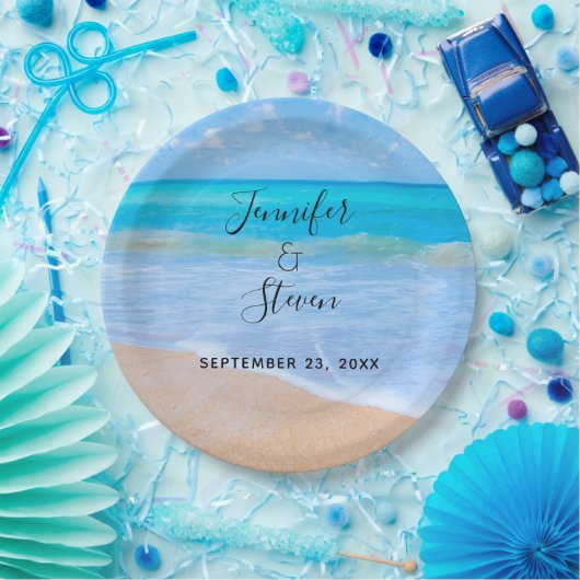 アメージングビーチトロピカルシーンフォト結婚ズ ペーパープレート (パーティー)