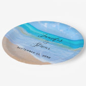 アメージングビーチトロピカルシーンフォト結婚ズ ペーパープレート (アングル)