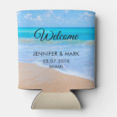 アメージングビーチトロピカルシーンフォト結婚ズ 缶クーラー (裏面)