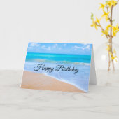 アメージングビーチトロピカルシーンフォト誕生日 カード (黄色い花)