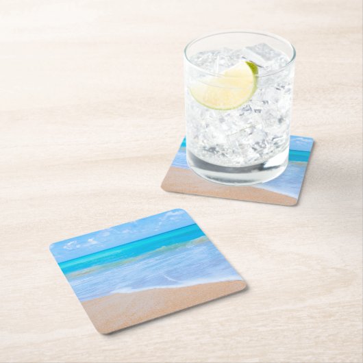 アメージングビーチ熱帯シーンフォト スクエアペーパーコースター (インサイチュ)