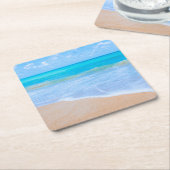アメージングビーチ熱帯シーンフォト スクエアペーパーコースター (アングル)
