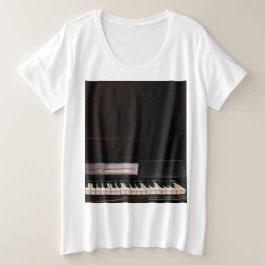 アメージングピアノデザイン プラスサイズTシャツ (デザイン正面)