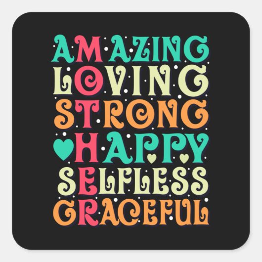 アメージングマザーラブマ感動的ム引用文 スクエアシール (正面)