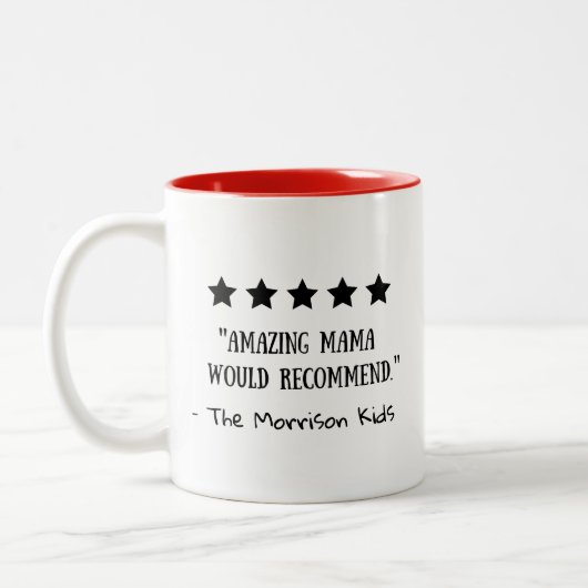 アメージングママ5つおもしろい星の母の日ママのレビュー ツートーンマグカップ (左)