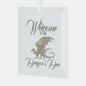 アメージングモザイクドラゴンゴールデンウェルカム ガラスオーナメント (正面左)