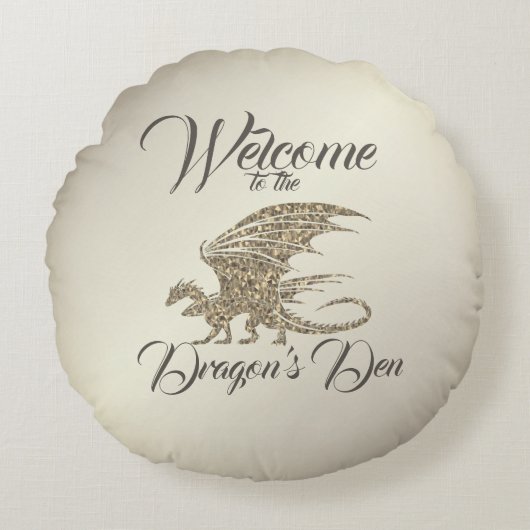 アメージングモザイクドラゴンゴールデンウェルカム ラウンドクッション (正面)