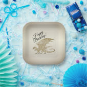 アメージングモザイクドラゴンゴールデン誕生日 ペーパープレート (パーティー)