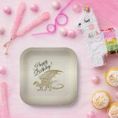 アメージングモザイクドラゴンゴールデン誕生日 ペーパープレート (パーティー)