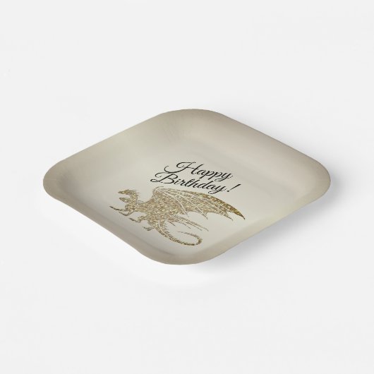 アメージングモザイクドラゴンゴールデン誕生日 ペーパープレート (傾斜あり)