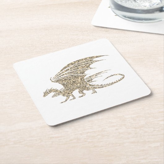 アメージングモザイクドラゴンゴールデン スクエアペーパーコースター (アングル)