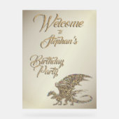 アメージングモザイク金ゴールドドラゴンパーソナル誕生日 アクリルサイン (正面)