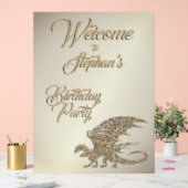 アメージングモザイク金ゴールドドラゴンパーソナル誕生日 アクリルサイン (ウェディング)