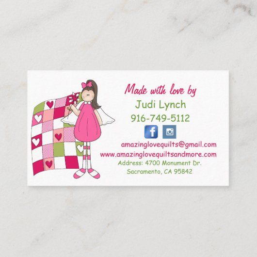 アメージングラブ裁縫会社カスタムビジネスカード 名刺 (裏面)