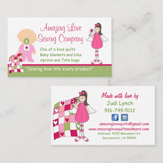 アメージングラブ裁縫会社カスタムビジネスカード 名刺 (正面/裏面)