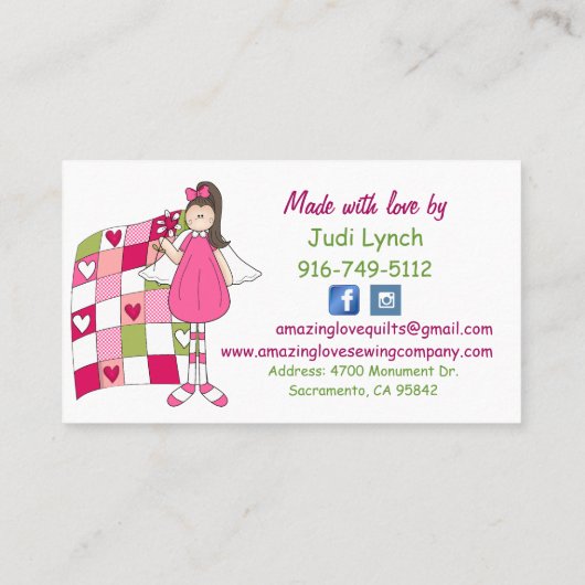 アメージングラブ裁縫会社bカスタムビジネスカード 名刺 (裏面)