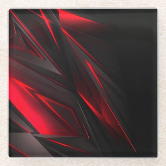 アメージングレッドザポイント抽象デザイン ガラスコースター (正面)