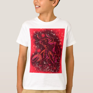 アメージングレッドネオンランニングブルのキッズTシャツ Tシャツ