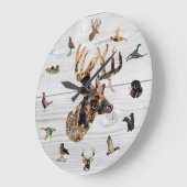 アメージングワイルドライフコラージバックヘッドディアー狩り ラージ壁時計 (傾斜)