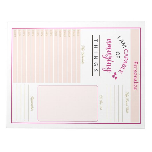 アメージング前向き肯定引用文デイリープランナー ノートパッド (正面)