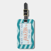 アメージング勇気付けられるとティール（緑がかった色）シェブロンストライプ ラゲッジタグ (正面縦)