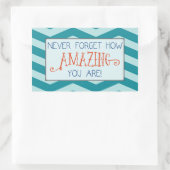 アメージング勇気付けられるとティール（緑がかった色）シェブロンストライプ 長方形シール (バッグ)