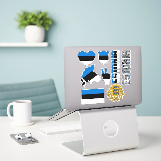 アメージング・エストニアが国のシンボルを形作る シール (デスク上のノートパソコン)