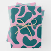 アメーモダンバオーガニックシェイプ円ブルーターコイズ ラッピングペーパーシート (インサイチュ)