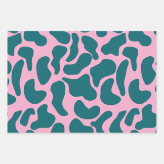 アメーモダンバオーガニックシェイプ円ブルーターコイズ ラッピングペーパーシート