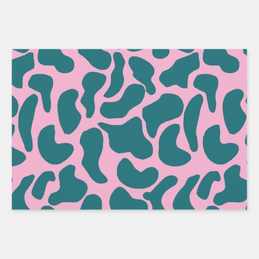 アメーモダンバオーガニックシェイプ円ブルーターコイズ ラッピングペーパーシート (正面)