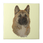 アメ日本のリカの秋田犬ポートレートアートタイル タイル (正面)