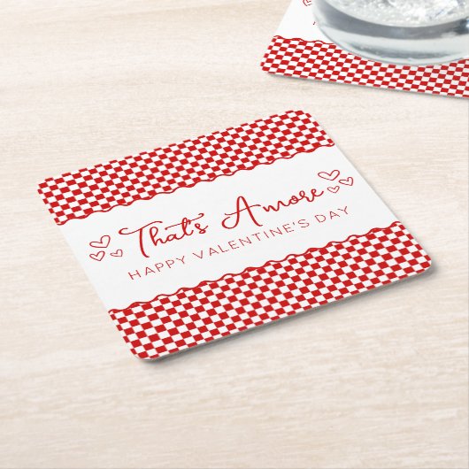 アモアだ！イタリアンテーマValentine's Dayパーティー スクエアペーパーコースター (アングル)