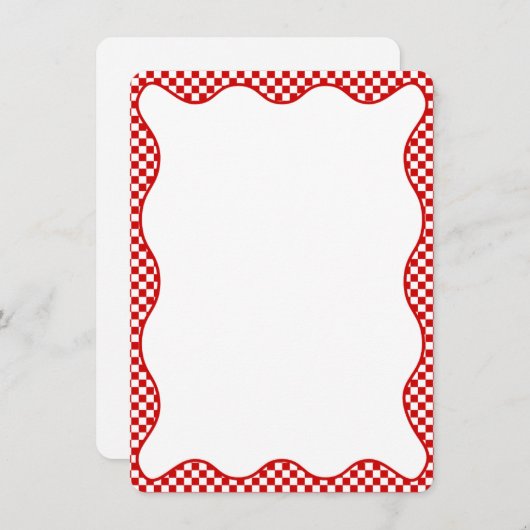 アモアだ！イタリアンブライダルシャワー赤市松模様に ノートカード (正面/裏面)