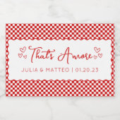 アモアだ！テーマイタリアンの赤いカスタムウェディング スパークリングワインラベル (シングルラベル)