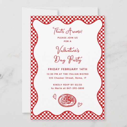 アモアだ！バイタリアンレンタインデーパーティー赤 招待状 (正面)