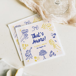 アモアだ!ブルー&イエローイタリアン婚約 スタンダードカクテルナプキン