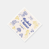 アモアだ!ブルー&イエローイタリアン婚約 スタンダードカクテルナプキン (角)