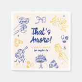 アモアだ！ブルー&イエローイタリアン婚約 スタンダードカクテルナプキン (正面)