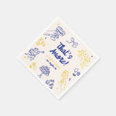 アモアだ！ブルー&イエローイタリアン婚約 スタンダードカクテルナプキン (角)