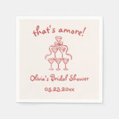 アモアだ!手イタリアン引き赤ブライダルシャワー スタンダードカクテルナプキン (正面)