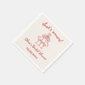 アモアだ!手イタリアン引き赤ブライダルシャワー スタンダードカクテルナプキン (角)