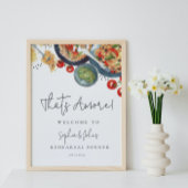 アモアだ！水彩イタリアン食品ウェルカムサイン ポスター