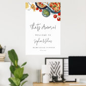 アモアだ！水彩イタリアン食品ウェルカムサイン ポスター (ホームオフィス)