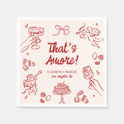 アモアだ！赤イタリアン婚約 スタンダードカクテルナプキン (正面)