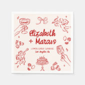 アモアだ！赤イタリアン婚約 スタンダードカクテルナプキン (正面)