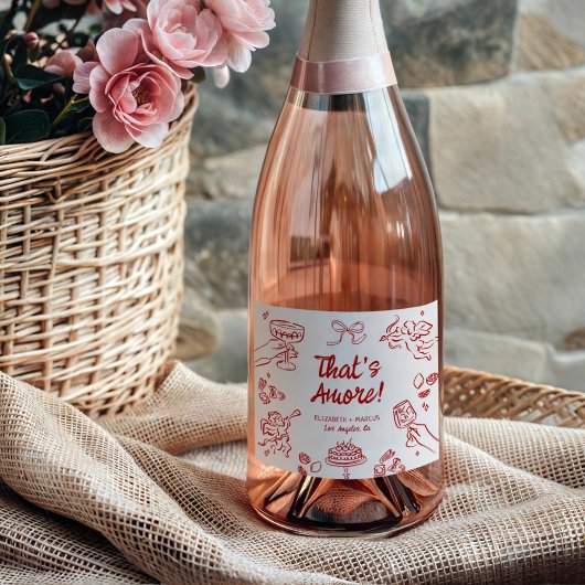 アモアだ！赤イタリアン婚約 スパークリングワインラベル