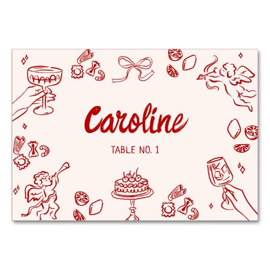 アモアだ！赤イタリアン結婚座席表 テーブルナンバー (正面)