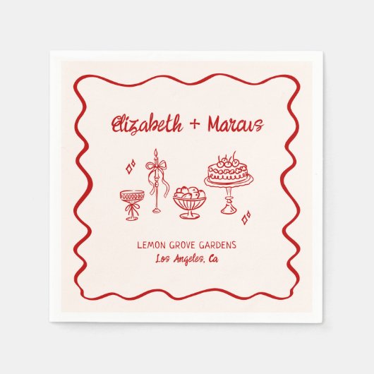 アモアだ！赤イタリアン スタンダードカクテルナプキン (正面)