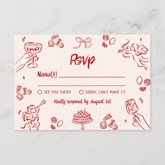 アモアだ！赤イタリアンRSVP エンクロージャーカード (正面)