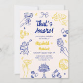 アモアだ！青と黄イタリアン結婚色 招待状 (正面)